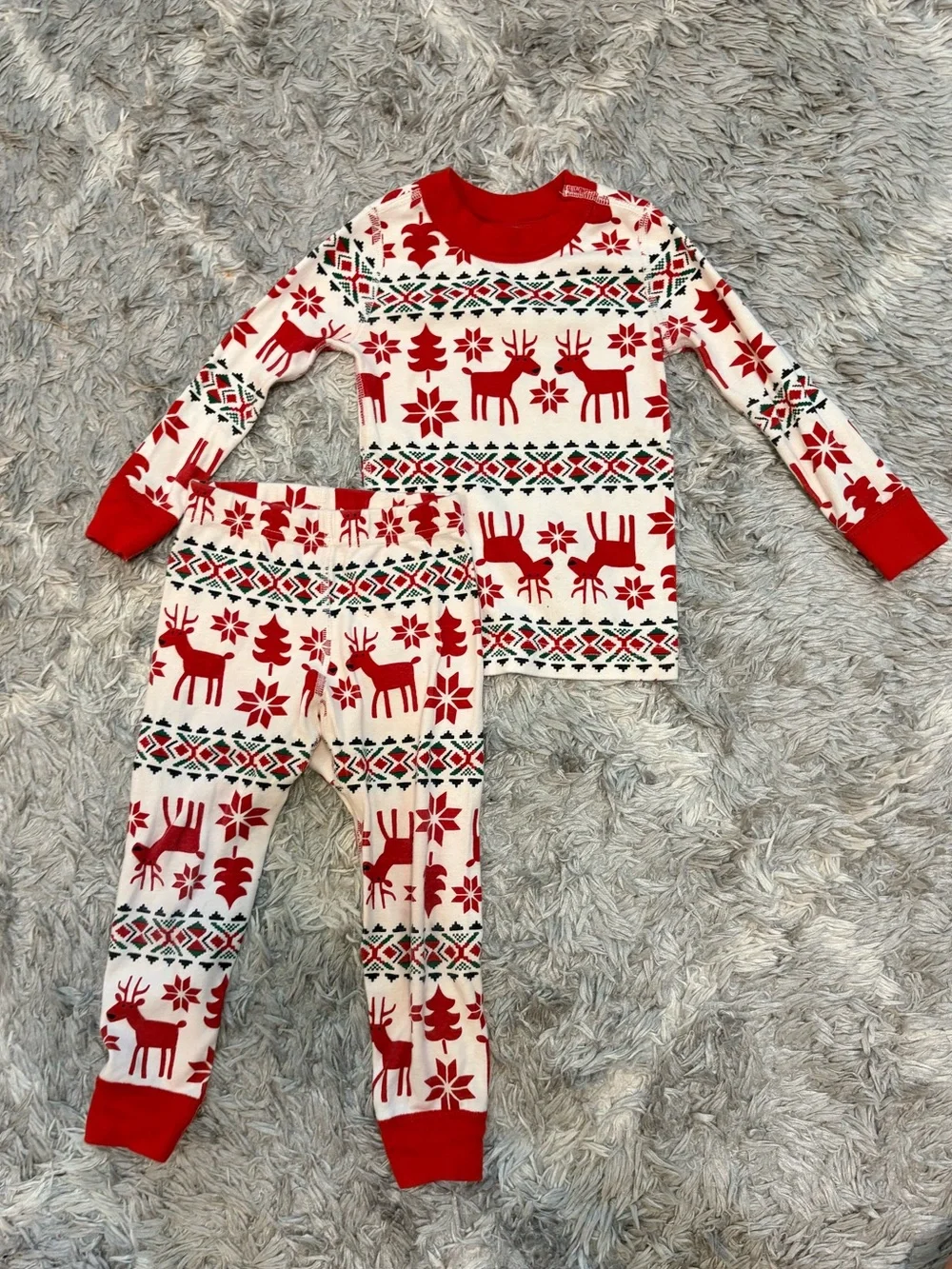 Hanna Andersson Toddler Organic Cotton Fair Isle Reindeer Holiday Pajama Set
